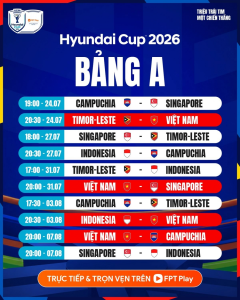 Lịch thi đấu ĐT Việt Nam tại AFF Cup 2026 và phân tích bảng A - OK9